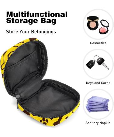Shop Women's Portable Period Kit - Yellow Dog Bone Paw Love Pattern Storage Pockets Bag - Buy Online on GoSupps.com