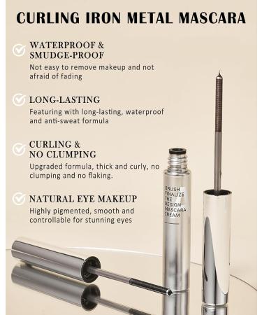 Washable Metal Rod Mascara Brown Waterproof Tubing Mascara Volume and Length 3D Skinny Curling Iron Wand Mascara Long Lasting Smudge-Proof Non Clumping Lengthening Fiber Lash Mascara Makeup for Women - Buy Online on GoSupps.com