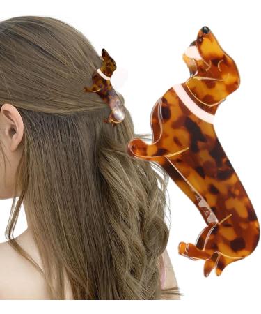 Dog Shaped Hair Clip - Small Hair Claws Dog Girl Hair Claw Funky Dachshund Personalised Hair Clip Acetate Dachshund Hair Claw Animal Hair Clips for Women Straight Curly Hair - Buy Online on GoSupps.com