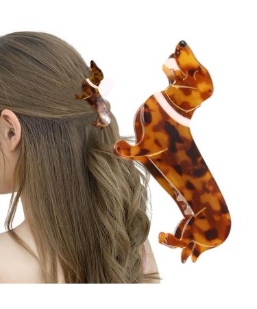Neamou Dachshund Claw Clips Fashion Hair Jaw - Small Claw Clips Funky Dachshund Hair Claw Cute Dog Hair Clips Acetate Puppy Hair Accessories Animal Barrettes for Stylish Girls and Women
