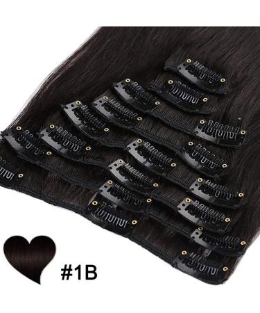 Elailite Real Hair Clip-In Extensions - 20cm 45g 8-Part Set 18 Clips - Smooth Full Head Natural Black #1B - Buy Online on GoSupps.com