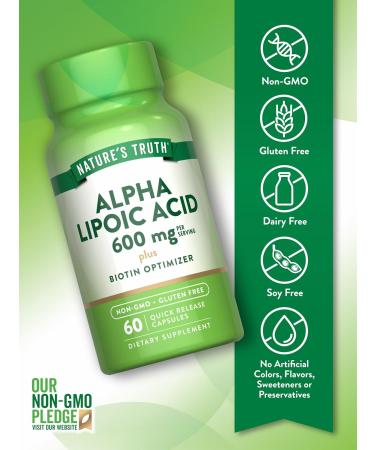 Buy Nature's Truth Alpha Lipoic Acid 600mg with Biotin | Non-GMO & Gluten Free Supplement | 60 Capsules - International Shipping Available - Buy Online on GoSupps.com