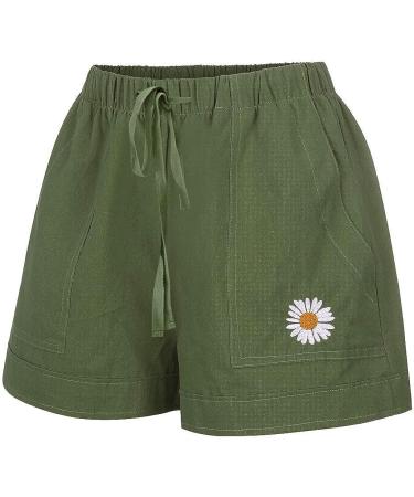 Hessimy Women's Summer Shorts - Drawstring Elastic Waist Casual Shorts with Pockets (XX-Large, Army Green) - Buy Online on GoSupps.com