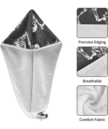 Buy Skeletons Black Hair Towel 2 Pack - Super Absorbent Quick Dry Hair Turbans for Women & Girls - Buy Online on GoSupps.com