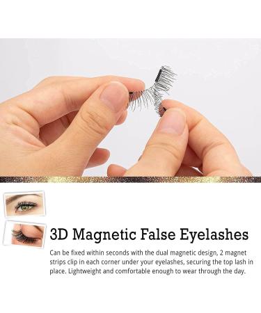 Dual Magnetic False Eyelashes Set - No Glue Needed, Reusable 3D Natural Look Extension Lashes with Applicator (2 Pairs) - Buy Online on GoSupps.com