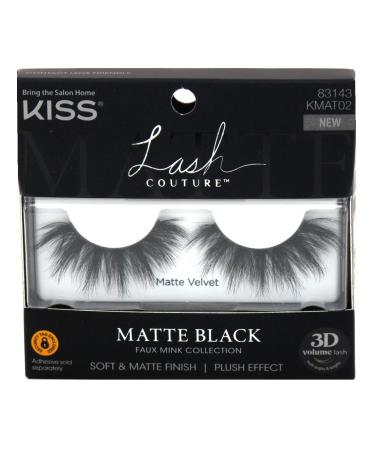 Kiss Lash Couture Matte Black Faux Mink 3D Matte Velvet (Pack of 3)