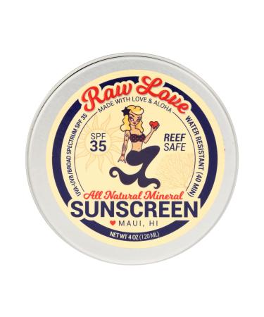 RAW LOVE All Natural Mineral Sunscreen  4 OZ