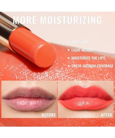 Oulac 2-in-1 Lipstick & Lip Balm - Juicy & Shiny Lip Care for Smooth Hydrated Vegan Orange Shock! - Buy Online on GoSupps.com
