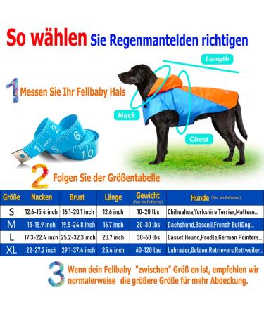 Shop DQGHQME Rain Jacket for Dogs - Waterproof Adjustable Reflective Dog Coat for All Sizes - Ultra-Light Blue & Orange - Buy Online on GoSupps.com