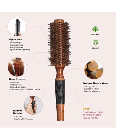 Bestool 2.2 Inch Boar Bristle Round Hair Brush for Blow Drying - Wooden Barrel Styling Brush for Women & Men - Straightening, Curling, Shine & Volume - Buy Online on GoSupps.com