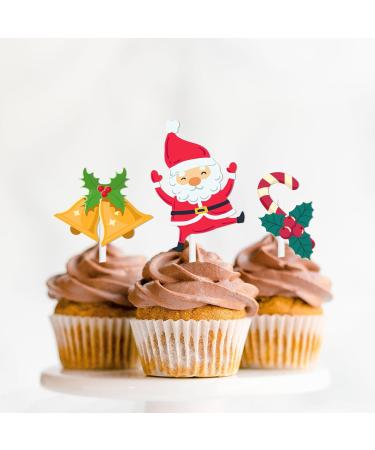 18pcs Glitter Dessert Cupcake Topper Merry Christmas Winter Santa Claus Christmas Tree Theme Decor Supplies Baby Shower Boys Girls Happy Birthday Decorations - Buy Online on GoSupps.com