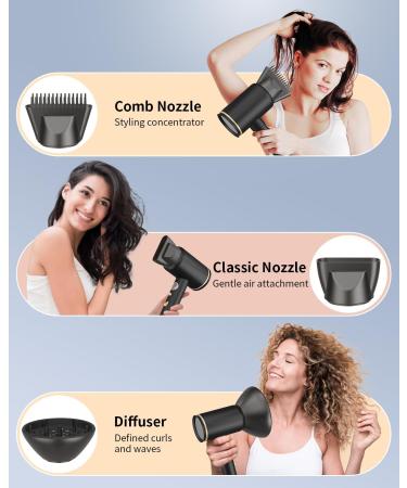 Professional 1875 Watt Ionic Hair Dryer - High-Speed Blow Dryer with Diffuser & Comb Nozzle LED Display Intelligent Control Low Noise - Ideal for Home & Travel (Black - Buy Online on GoSupps.com