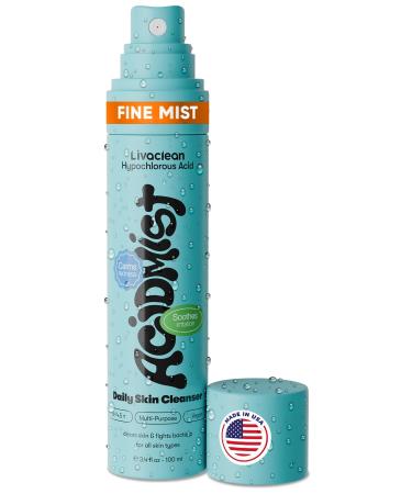 Hypochlorous Acid Spray for Face & Body - 3.4 fl oz 0.02% HOCL - Helps Reduce Redness and Breakouts - Travel Size Hypochlorous Spray - Multi-Purpose Topical Facial Skin Repair - pH-Balancing Toner 1 Count Hypochlorous Acid