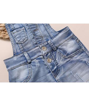 KIDSCOOL SPACE Baby Denim Overalls Dress | Little Girls Jean Jumper 3-4 Years | Light Blue-1919 - Buy Online on GoSupps.com