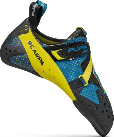 SCARPA Furia Air Rock Climbing Shoes for Sport Climbing and Bouldering - Specialized Performance for Sensitivity and Breathability Baltic Blue/Yellow 6.5-7 Women/5.5-6 Men