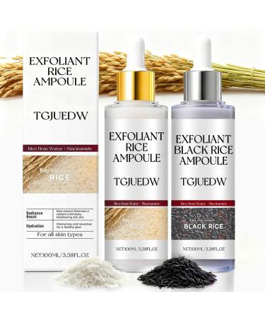 Peel Shot Glow Rice Ampoule Duo Black & White Rice Peeling Ampoule New Soft Rice Exfoliating Face and Body Black and White Rice Exfoliant for All Skin Types -2PCS | 3.38 Fl Oz Each.