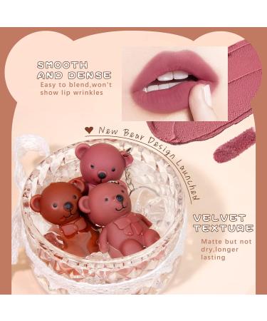 NewBang 2 in 1 Key Chain Bear Lipstick & Lip Gloss Set A - Waterproof, Long Lasting, Cute Bear Design - 3 Pack Gift Set - Buy Online on GoSupps.com