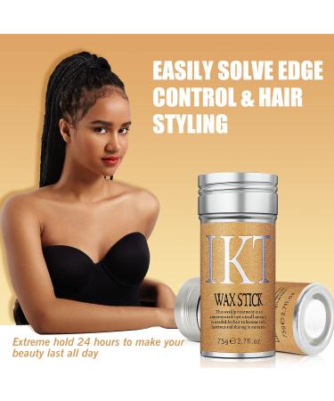 Slick Hair Wax Stick 2Pcs - Strong Hold Non-greasy Pomade Stick for Neat Hairstyles + Bonus Edge Control Elastic Band - Buy Online on GoSupps.com