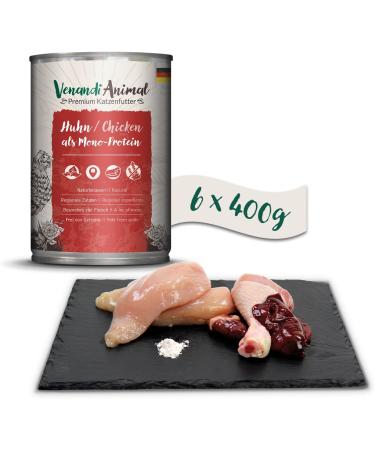 Venandi Animal Premium Wet Food for Cats - Grain-Free Chicken Monoprotein 6 x 400g 2.4kg - Natural & Healthy - Buy Online on GoSupps.com
