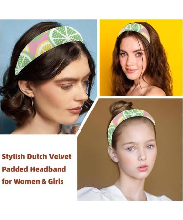 2 Pieces Headbands Women Hair Head Bands Green Yellow Lemon Lime Fruit Pink Non Slip Thick Padded Hairband Hair Band Hoops Vintage Thick Hair Wrap Multi-colored 7 - Buy Online on GoSupps.com