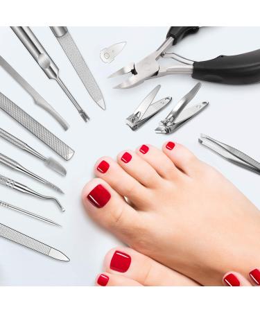 15 Pieces Stainless Steel Ingrown Toenail Tools Set - Nail Clipper Cuticle Cutters Pedicure Kit for Thick Nails (Black) - International Shipping - Buy Online on GoSupps.com