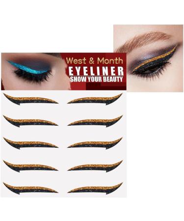 Stick On Glitter Eyeliner Strips | Instant Self-Adhesive Sparkle Eyeliner Stencil 5 Pairs - Eyeliner Sticker with Glitter Effect Makeup Eye Stickers for Women and Tedious - Buy Online on GoSupps.com