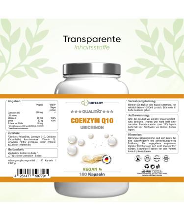 Coenzyme Q10 200 mg - 180 Vegan Capsules with Vitamin C B3 B7 & Black Pepper | 6-Month Supply High Bioavailability Pill Box Included - Buy Online on GoSupps.com