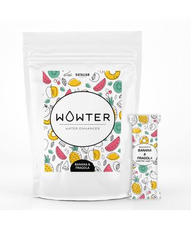 Wowter by AMZ Better flavored water powder 12 bags Banana Strawberry Flavoured Soloble Powder beverage powder without sugar without calories GMO Free Gluten Made in Italy 48 g banana heights 48 g (1 Pack)