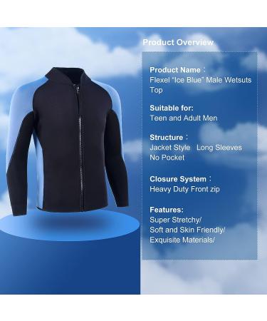 Flexel Neoprene Wetsuit Jacket Men | Windproof Thermal Wet Suit Top for Snorkeling, Scuba Diving, Kayaking | X-Large - Ice Blue - Buy Online on GoSupps.com