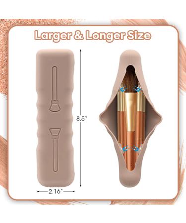4-Pack Silicone Makeup Brush Holder & Travel Case | Portable Suctioned Drying Stand & Magnetic Organizer | Beauty Blender & Brushes Covers | Pink Khaki - Buy Online on GoSupps.com