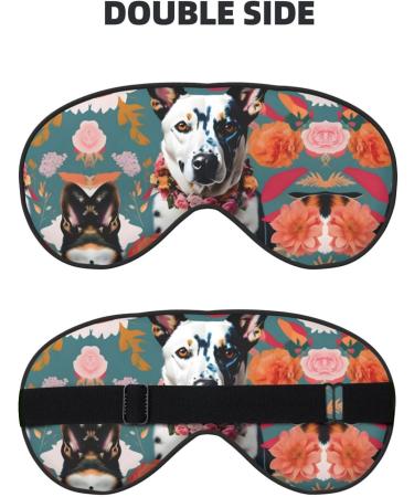 SSIMOO Cattle Dog Floral Print Double-Sided Eye Mask | Soft Light Blocking Sleep Mask for Enhanced Sleep Quality - International Shipping Available - Buy Online on GoSupps.com