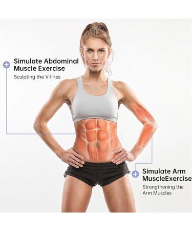 EMS Muscle Stimulator - 8 Modes & 15 Intensities Abdominal Trainer | USB Rechargeable Fitness Device with 10 Gel Pads for Belly Arms & Legs - Flame Violet - Buy Online on GoSupps.com