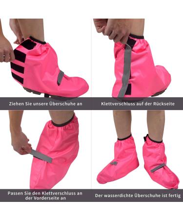 Chcaes Waterproof Bicycle Overshoes for Men & Women - Pink - Rain Protection & Reflective Strips - Buy Online on GoSupps.com