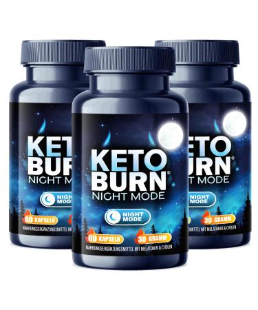 New: Keto Burn Night Mode Capsules 3 Series Pack with 0.5 mg of melatonin & choline metabolism recipe extreme - fast & finally - improved formula for night for women + men 180 pieces