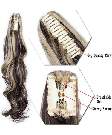 Long Short Claw Ponytail Hair Extension 18 Synthetic Straight Curly Hairpiece - Dark Brown Blonde Mix - Buy Online on GoSupps.com