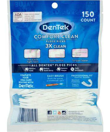 DenTek Comfort Clean Floss Picks | 150 Count | Sensitive Gums & Mouthwash Blast - Buy Online on GoSupps.com