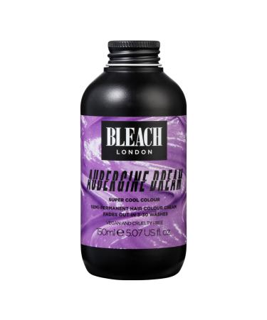 BLEACH LONDON Aubergine Dream Semi-Permanent Hair Colour Cream - Bright Purple Vegan Cruelty Free Vibrant Temporary Dye 150 ml