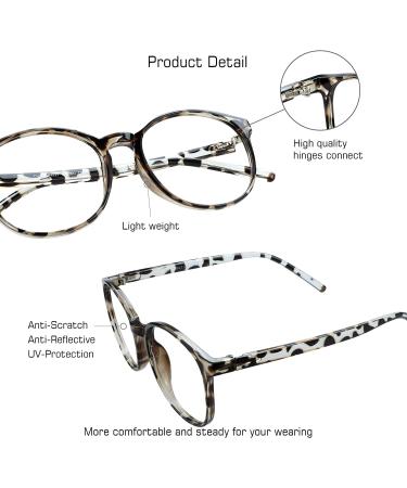 Blue Light Blocking Glasses for Women/Men - Anti Eyestrain, Computer Reading, Stylish Oval Frame - Anti Glare | Leopard & Tortoise - Buy Online on GoSupps.com