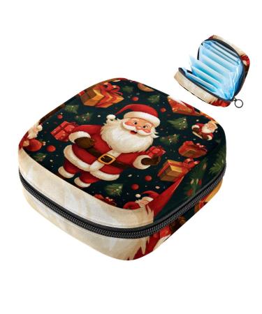 Muoooum ladies tie storage bag merry Christmas pattern menstrual cup pocket portable ladies bandage pads storage bag feminine menstruation first period pocket for teen girls color 5