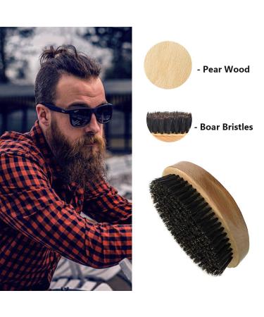 Natural Boar Bristle Beard Brush & Pear Wood Comb Set for Growth & Softening - Buy Online on GoSupps.com