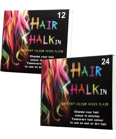 Hair Chalk 24 Colors Temporary Hair Dye Safe Hair Chalk for Kids Washable Temporary Hair Colour Pen Colorful Gifts for Kids & Adults Halloween Carnival Cosplay Party - Buy Online on GoSupps.com