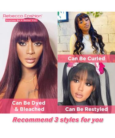 Rebecca Fashion 24 Straight Human Hair Wig with Bangs - 100% Brazilian Virgin Hair, Glueless & Natural Color 24 Inch - VICTORIA - Buy Online on GoSupps.com