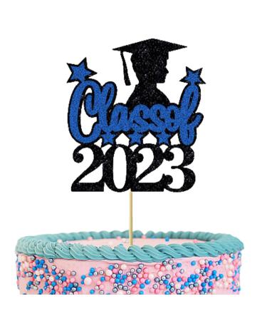 Fulenyi Decorations for Graduation Cakes Congratulations Graduation Supplies Cake Decorations High School Graduation College Graduation Decorations Black Blue