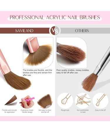 Saviland Acrylic Nail Brush Set - 10-Piece Professional Acrylic Nail Brushes for Nail Extension & Application - Pink Crystal Texture (Size 4-22) - Buy Online on GoSupps.com