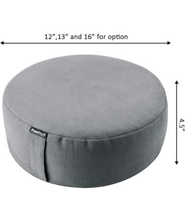 REEHUT Zafu Meditation Cushion | Round Buckwheat Fill Pillow | Organic Cotton Cover | Machine Washable | 4 Colors, 3 Sizes (Grey, 16x16x4.5) - Buy Online on GoSupps.com