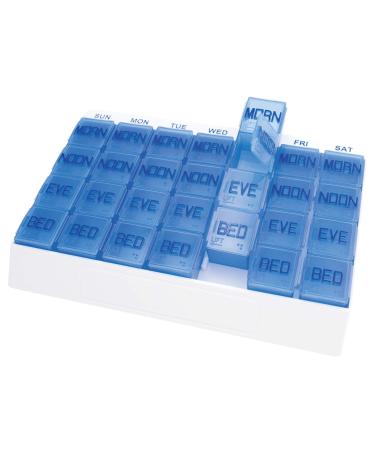 Apex Large 7 Day Weekly Pill Organizer - Weekly Pill Organizer 4 Times a Day Easy-Open Organize Medication or Vitamins See Through