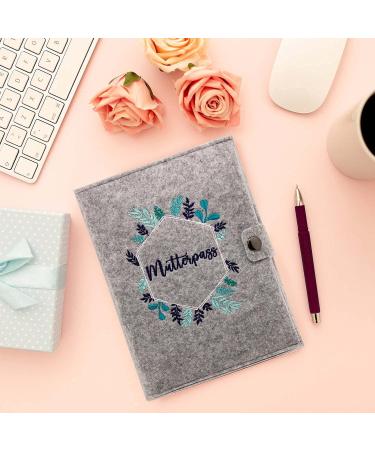 Cozy Raccoon Mutterpass Cover - Hexagon Eucalyptus Felt | Made in Germany | Personal Gift for Pregnant Mothers | Indoor Pockets for Insurance & Ultrasound Images - Buy Online on GoSupps.com