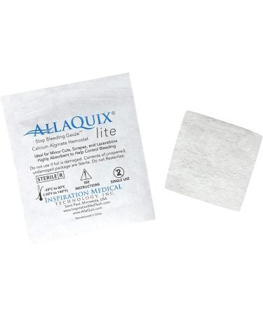 AllaQuix Lite Stop Bleeding Gauze - Large 2-inch Square Calcium Alginate Wound Dressing - Box of 20 | Hemostatic First Aid Bandage - Buy Online on GoSupps.com