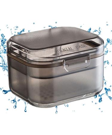Tytyworth prosthesis bath prosthesis cleaning case prosthesis-beepwear box leak-proof with lid waterproof prosthesis holder bathing box storage soaking black