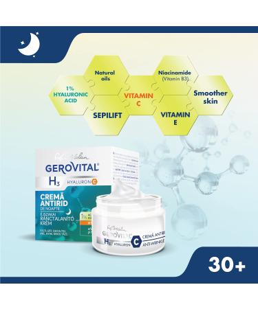 Buy GEROVITAL HYALURON C Anti-Wrinkle Night Face Cream - Hyaluronic Acid Vitamin C & E 50ml | Moisturizing & Regenerating for Dry/Normal Skin Fast International Shipping - Buy Online on GoSupps.com